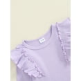 thumbnail image 6 of Suealasg Little Girls Fall Skirt Sets 6M 1T 2T 3T 4T Toddler Baby Girls Ruffled Long Sleeve Crew Neck Ribbed Tops +Plaid Pattern Skirt with Belt, 6 of 7