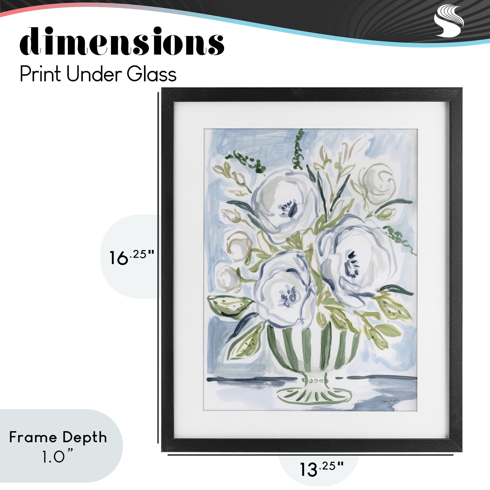 Stupell Industries Fiona Pastel Floral Bouquet Black Framed Print Under Glass, design by Haley Knighten