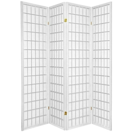 Four Panel Wall Screen - Legacy Decor 4 Panel Japanese Oriental Style Room Screen Divider White Color
