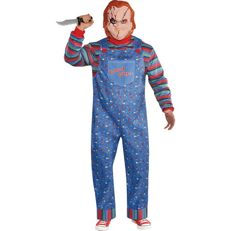 Party City Chucky Halloween Costume for Men, Child’s Play, Plus Size, Includes Jumpsuit and