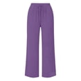thumbnail image 4 of Hurxie Women's Pants Summer Palazzo Flowy Wide Leg Beach Trousers with Pockets Purple,XL, 4 of 6