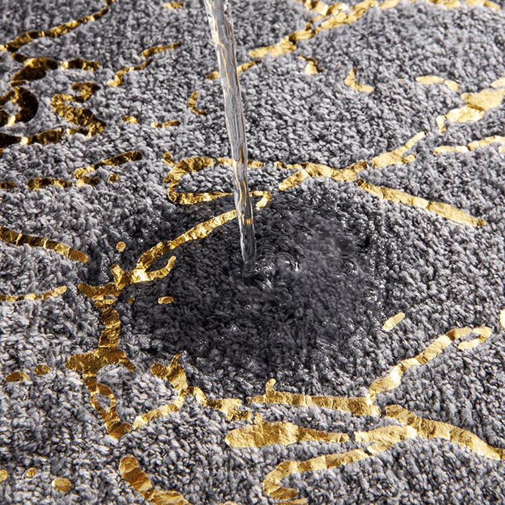 Soft Bathroom Rugs 20"x32" Gray Gold Marble Pattern Bath Mat Absorbent Non-Slip Backing Doormat