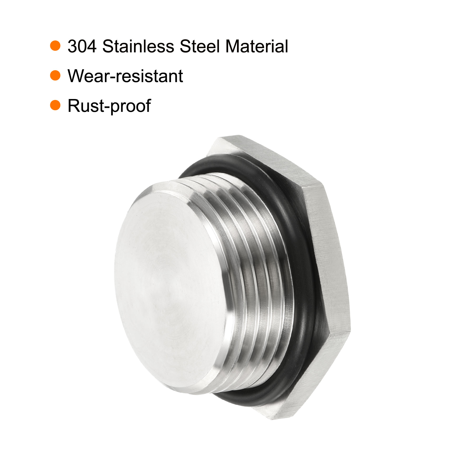 Unique Bargains Male Plug Stainless Steel Thread Hex Head Socket Pipe Fitting 1 38x19mm