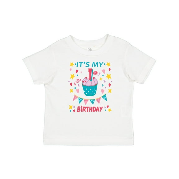 Inktastic Colorful Cupcake and Confetti Girls 1st Birthday Boys or Girls Baby T-Shirt