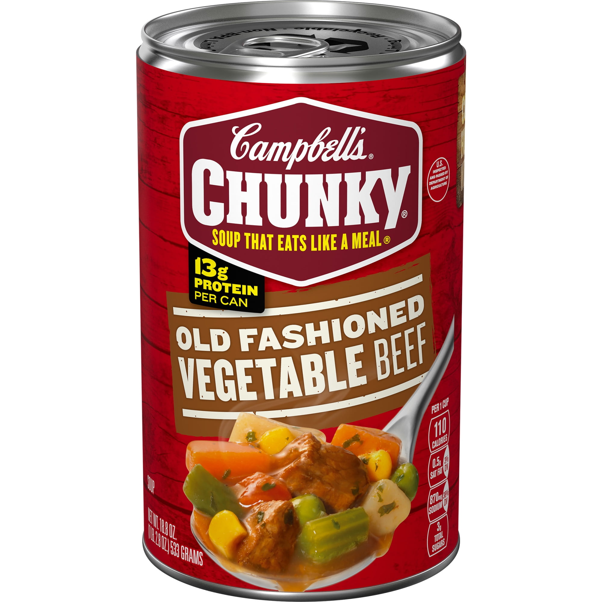 Campbells Chunky Soup, Ready to Serve Old Fashioned Vegetable Beef Soup, 18.8 Oz Can