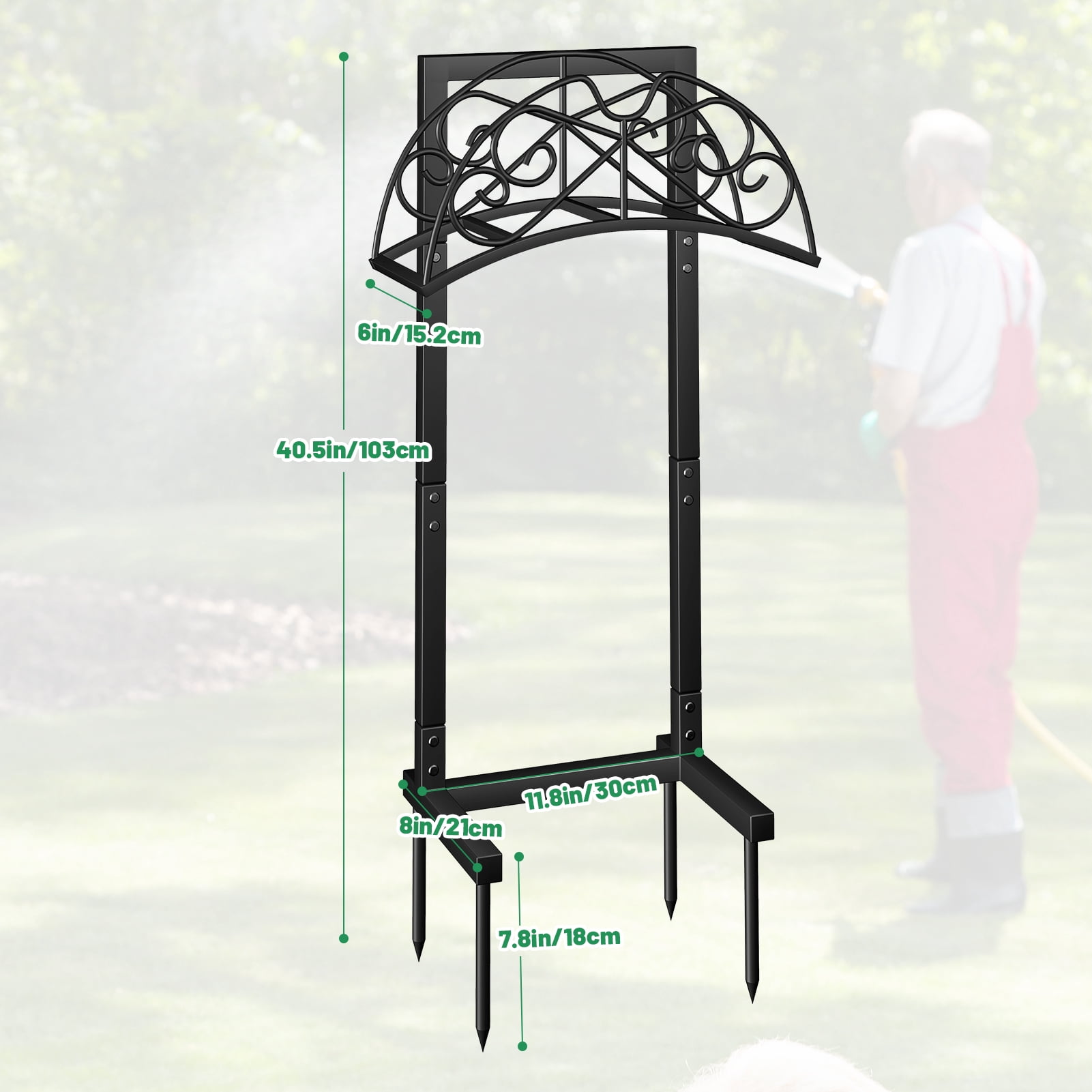 Garden Hose Holder with 4 Spikes Metal Hose Reels for Outside Holds 160 FT Hose, Heavy-Duty Waterhose Holder for Lawn Yard Farm, Black