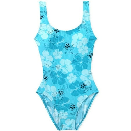 Women's Plus Print Rib Tank Swimsuit
