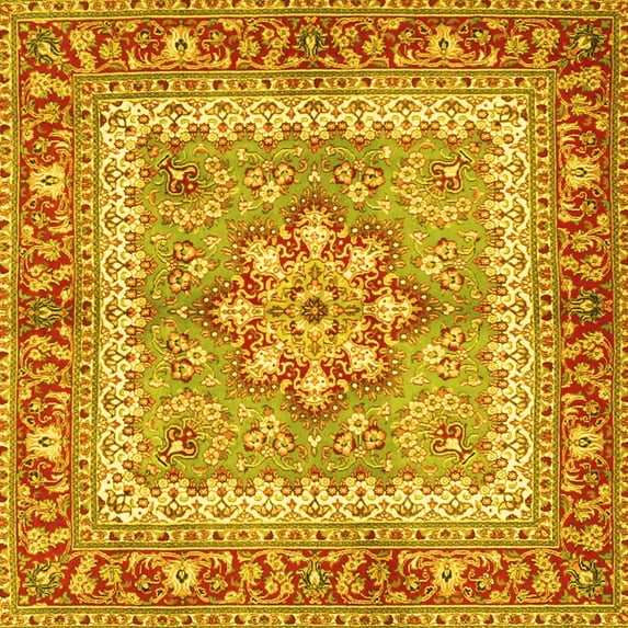 Ahgly Company Indoor Square Persian Yellow Traditional Area Rugs, 8' Square