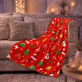 thumbnail image 6 of Cheerful Christmas Snowman Tree Icons Festive Holiday Red, Festive Holiday Scene, Warm Flannel Blanket for Living Room and Reading Nook, Art Lovers Christmas Gift, Festive Home Decor, 6 of 9