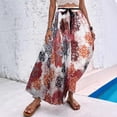 thumbnail image 5 of Women's Boho Skirt Waisted Drawstring Pleated A Line Skirts Flowy Vacation Beach Long Skirts, 5 of 5