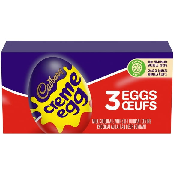 Friandise Creme Eggs De Cadbury Au Chocolat Au Lait Avec Centre En Fondant (3 Morceaux) 102 g