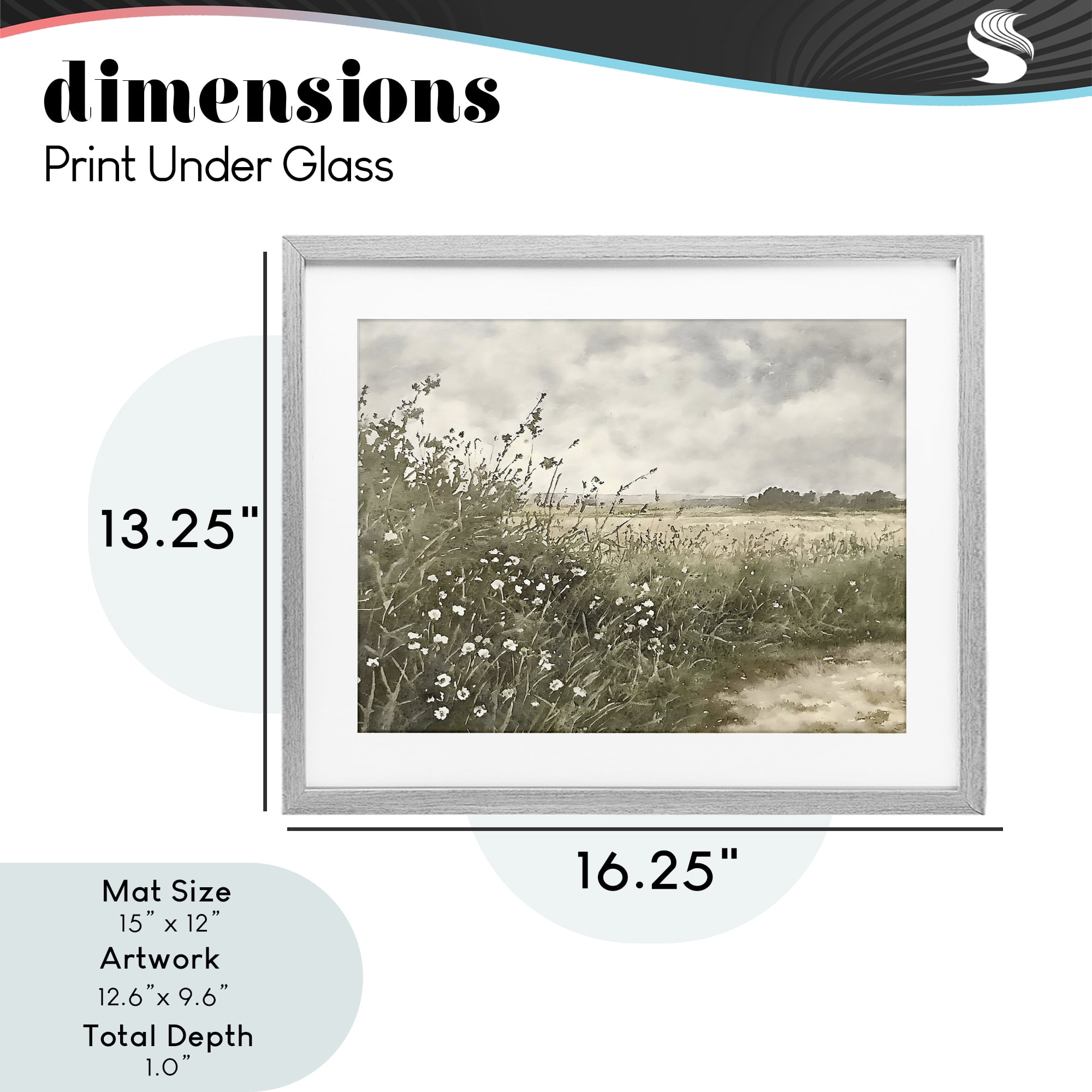 Stupell Industries Soft Meadow Landscape at Dusk Gray Framed Print Under Glass, design by Riley B