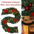 thumbnail image 4 of Hengu 9ft Christmas Garland with Lights, Flowers, Balls, Bowknots for Stairs, Fireplace, Door DIY Decor, Red, 4 of 9