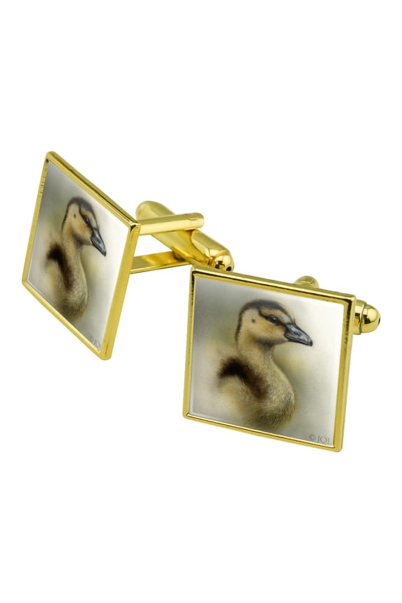 Gosling Baby Goose Geese Square Cufflink Set - Silver or Gold