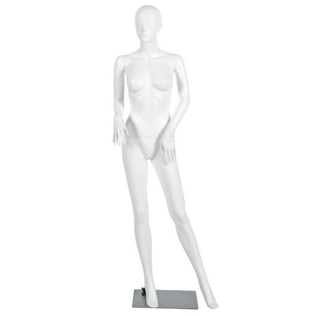 GFNXYI 5.8FT Female Mannequin - Plastic Full Body Dress Form Display with Base, White