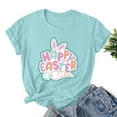 thumbnail image 2 of Savings Easter Womens Short Sleeve Shirts Casual Round Neck Cute Print Tee Summer Lightweight Pullover Tops (3XL, B Light Blue), 2 of 3