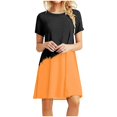 thumbnail image 1 of Ersazi Robe pour Femmes 2023 Mode pour Femmes Col Rond Chandail à Enfiler avec Manches Courtes Imprimées Décontractée Ample Longueur Genou en Liquidation Bleu G, 1 of 6