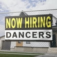 thumbnail image 2 of Now Hiring Dancers 13 oz Heavy Duty Vinyl Banner Dancer Jobs Available Help Wanted Sign for Business Advertising Indoor/Outdoor Single-Sided with Metal Grommets (4x6 ft, Bk & Wh & Ye), 2 of 6