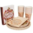 thumbnail image 4 of EastVita 120PCs Set Paper Plates and Napkins Cup Disposable Dinnerware Set for 24 guests Party Supplies happy thanksgiving Autumn Tableware Set in Elegant Gold Foil Fall Design, 4 of 9