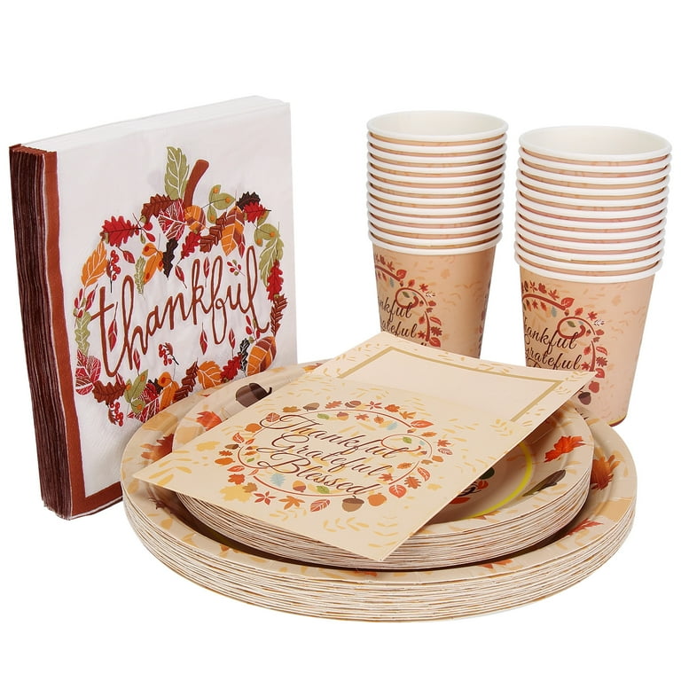 Thanksgiving Paper Plates and Napkins Disposable Dinnerware Set