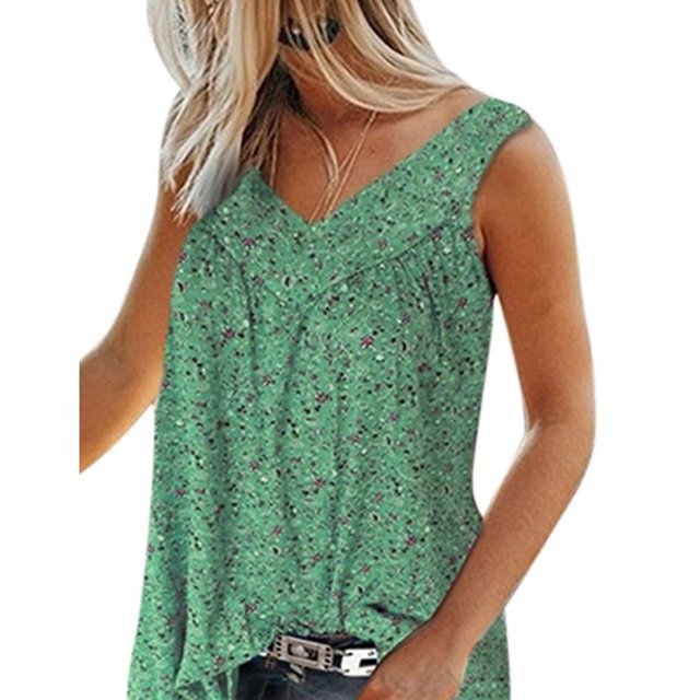 Minnieouse Tanktop Sin Mangas Estampado Camiseta Sin Mangas Cuello Mujer Verano Estampado Camiseta Sin Mangas Chaleco Prendas para la parte del cuerpo verde METRO Minnieouse AP002122-26