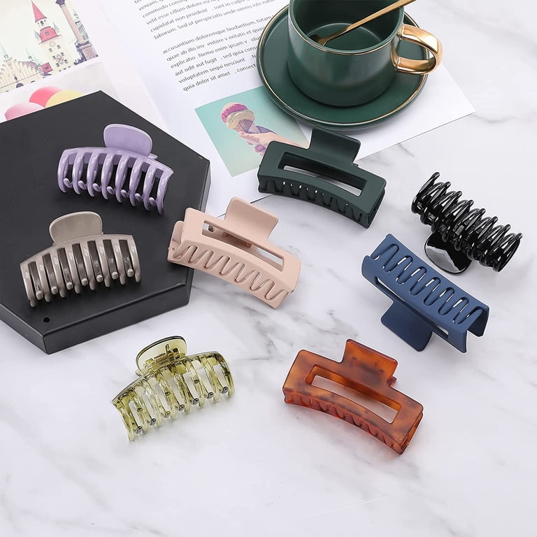 8 Colors Strong Hold Hair Claw Clips, 2 Styles Nonslip  display picture 1