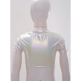 thumbnail image 7 of YONGHS Kids Girls Shiny Metallic Short Sleeve T-shirt Crop Tops Jazz Hip Hop Dance Team Uniform White 9-10, 7 of 7