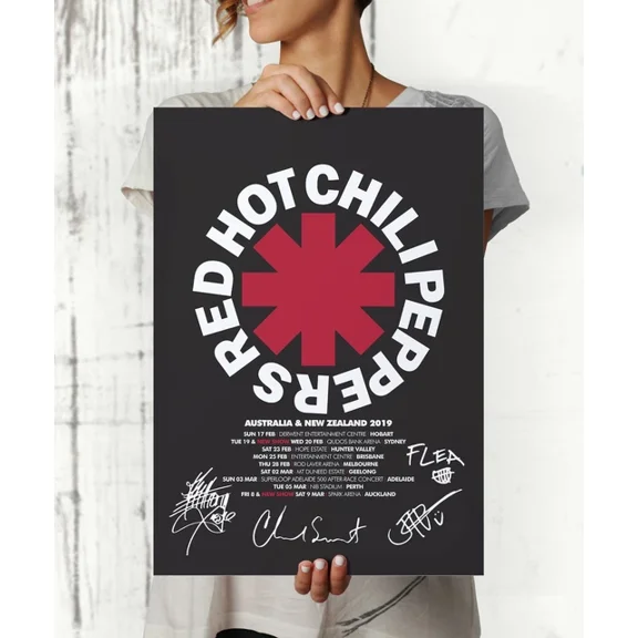 Kna Prints - 1 Pcs Poster Red Hot Chili Peppers Australia Tour 2019 Autographed Poster Print. A3 A2 A1, UNFRAMED-8x12