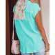 thumbnail image 4 of Camisa con Botones para Mujer, Manga Corta, Color Puro y Brillante, Blusa Informal Suelta de Manga Corta para Mujer, para Salida, Oficina, Fiesta, Cian S, 4 of 6