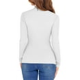 thumbnail image 6 of STETMN Women's Long Sleeve Ribbed Knit Top Mock Neck Slim Fit Tee Lettuce Trim Casual Layer Outfit Basic Shirt, 6 of 7