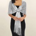 thumbnail image 4 of AWASD Trendy Sparkling Metallic Shawl for Women Open Front Summer Tops Breathable Shawls Evening Wedding Bride Elegant Lightweight Shawls Top Wedding Cover-Up (One Size Color Gray), 4 of 4