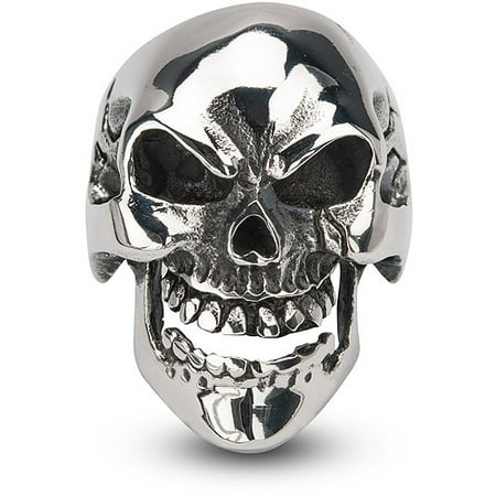 Men's Sovereign Steel Black Oxidized Skull with Web Ring