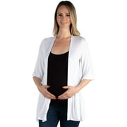 24seven Comfort Apparel Elbow Length Sleeve Open Front Maternity Cardigan - Made in USA - Sizes S-6XL