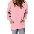 thumbnail image 2 of Kagetolytai Womens Tops Womens Casual V Neck Sweatshirt Loose Soft Long Sleeve Pullover Tops Solid Shirts With Side Pockets Plus Size Tops for Women Pink 3X, 2 of 7