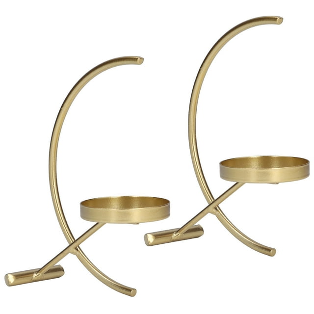 Gold Candle Holder Simple Elegant Semicircular Moon Sturdy Durable Easy Cleaning Iron Candle Holder Widely Used For Hotel For Office For Bedroom ANGGREK Arte y Manualidades