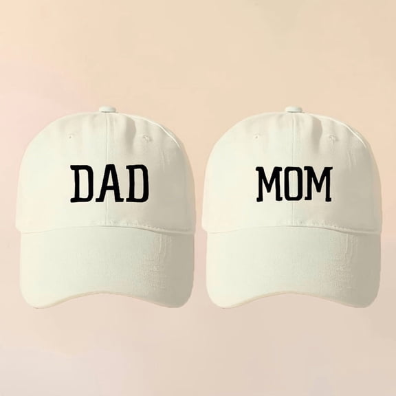 2-Pack Vintage Washed Soft Top Baseball Cap with Letters 'Dad' And 'Mom' for Men And Women, Unisex Outdoor Dad Mom Hats, Adjustable Size