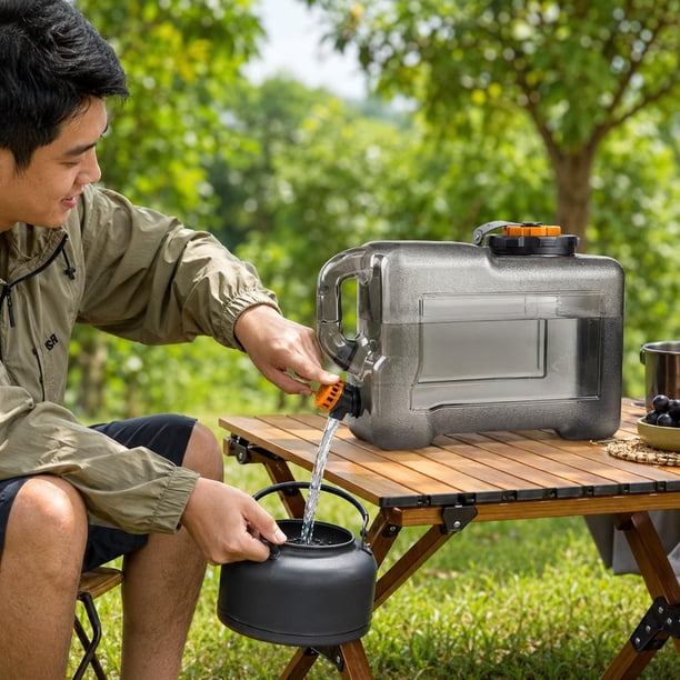 Contenedor agua portátil para camping con grifo, cubo reutilizable para camping, ideal para barbacoas en vehículos, jardines y patios traseros. 18 litros
