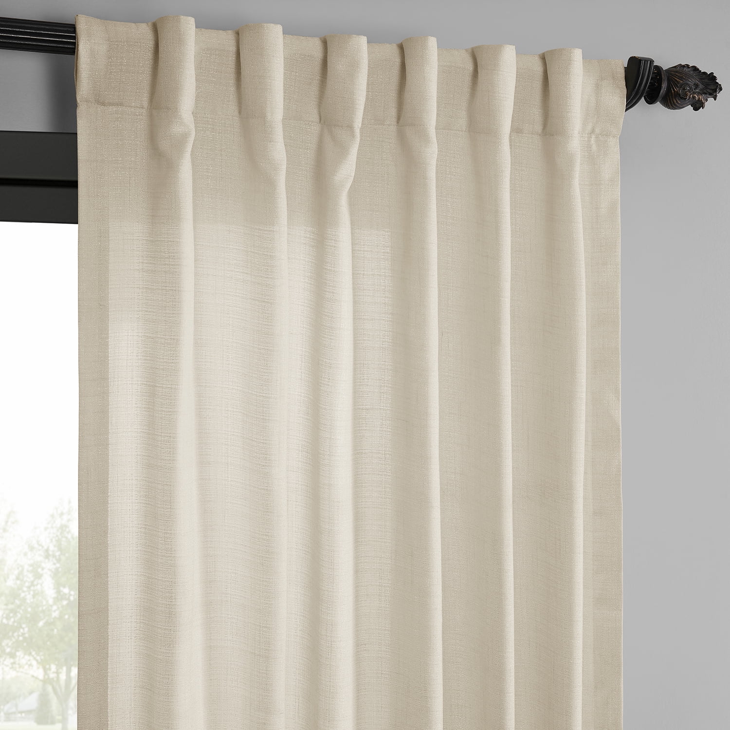 Half Price Drapes Ivory Raw Linen Weave Light Filtering Curtains for Bedroom (2 Panel), 50W X 108L