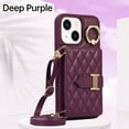 thumbnail image 2 of for iPhone 14 6.1" Detachable Shoulder Strap Wallet Case, with Card Slots & 360-degree Rotation Stand Ring Flip Premium PU Leather Protective Cover Lanyard for Women Girls, Deeppurple, 2 of 11