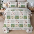 thumbnail image 3 of Davulos Patchwork Quilt Set Full/Queen Size, 3 Pieces Green Red Floral Plaid Summer Bedspread Coverlet Set, Soft Microfiber Reversible Lightweight Bed Cover for All Season, 3 of 8