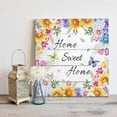 thumbnail image 4 of Spring Flower Framed Canvas Wall Art, Home Sweet Home Sunflower Tulip Daisy Butterfly Wood Grain Wall Art Painting for Living Room Bedroom Home Decor, 8”x8”, Office Artwork Print, 4 of 9
