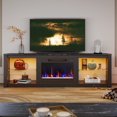 thumbnail image 3 of Bestier Fireplace TV Stand for 75 inch TVs,TV Stand with Fireplace & 23 inch Electric Fireplace, Modern Entertainment Center with Fireplace for Living Room or Bedroom, RGB Lighting, Black, 3 of 16
