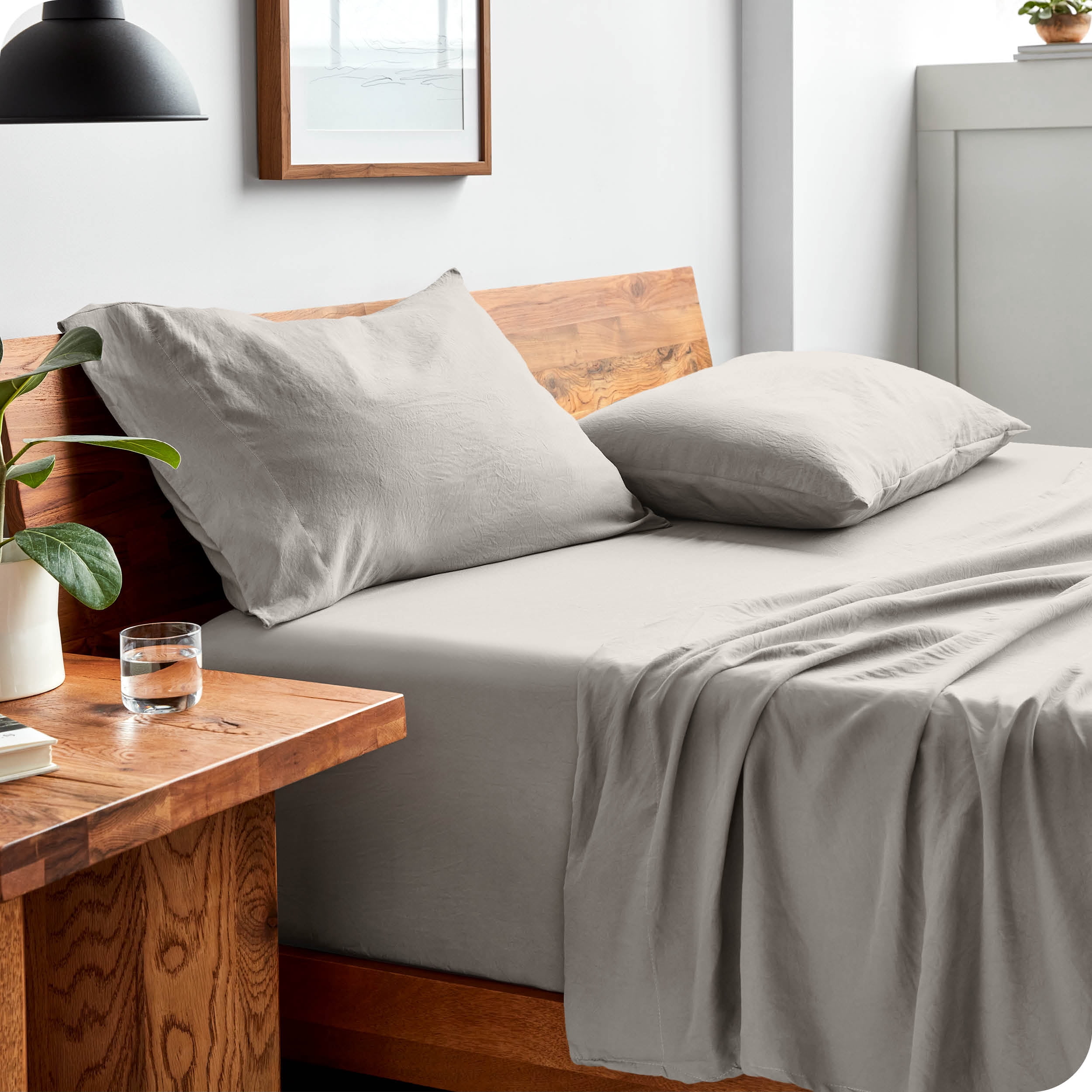 Bare Home Fog Sandwashed Microfiber Sheet Set, Wrinkle Resistant, Deep Pocket, King