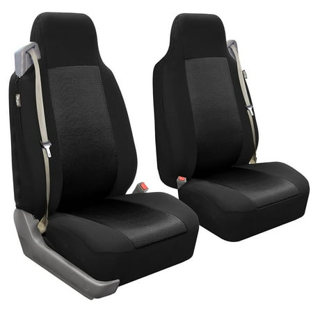 FH Group Integrated / Built-In Seatbelt Compatible High Back Seat Covers, Airbag Comaptible, Black,