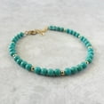 thumbnail image 3 of Arizona Turquoise 4-4.5mm Round Shape Smooth Cut Beads 7 inch adjustable Gold Plated Clasp Bracelet for men, women, unisex. Link Chain Stacking Bracelet.|LINK_00867, 3 of 5