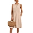 thumbnail image 5 of Women Plus Dresses Summer Solid Casual Round-Neck Sleeveless Beach Tank Sundress With Pocket, 5 of 10