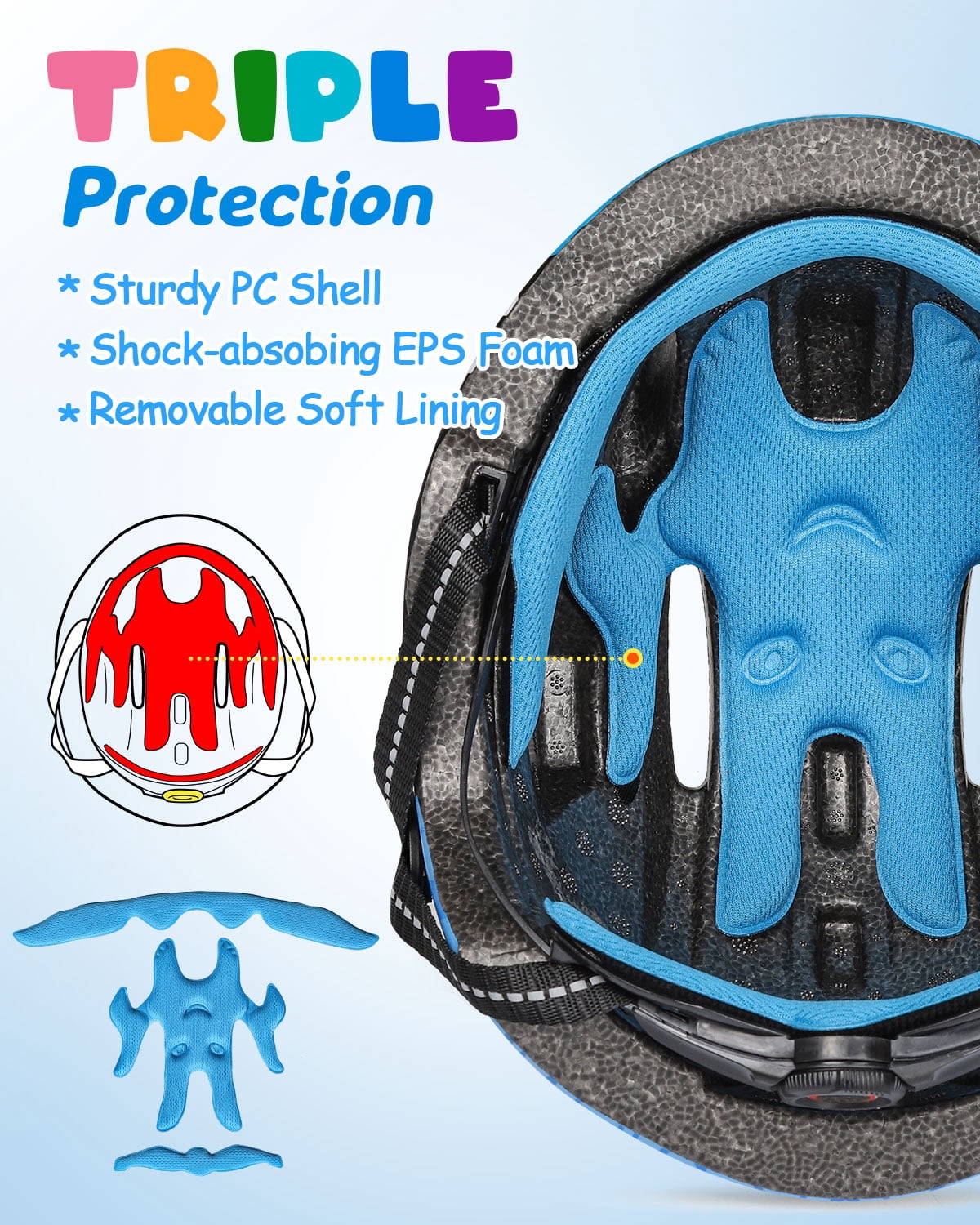 VICTGOAL Kids Bike Helmet Lightweight 3D Safety Helmet for Boys & Girls, Fits 50–54cm, for Cycling, Scooter, Skating