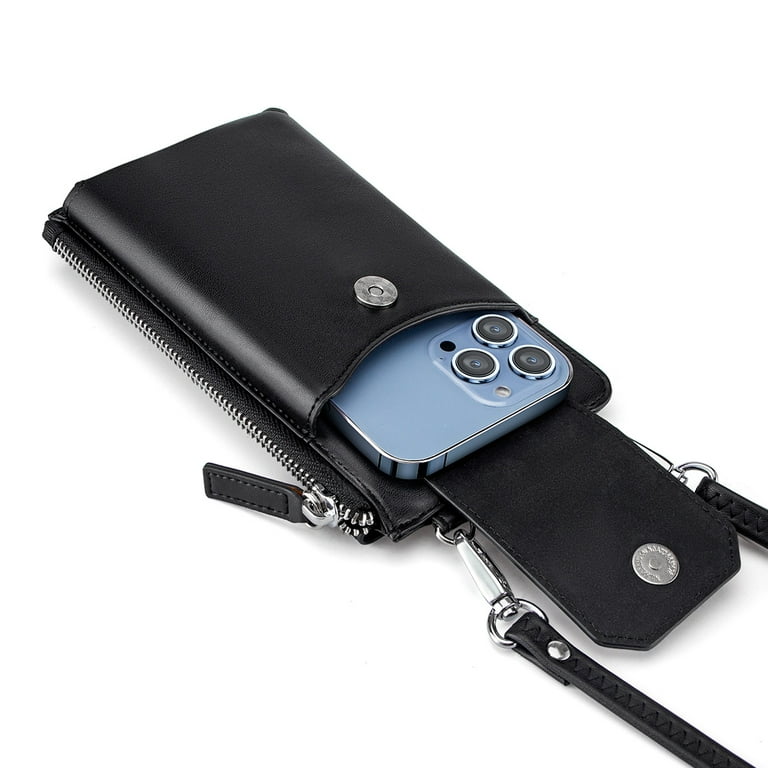 Bytech Leather Crossbody Cell Phone Case with Wallet for