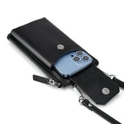 Bytech Leather Crossbody Cell Phone Case with Wallet for Universal Phones, Black