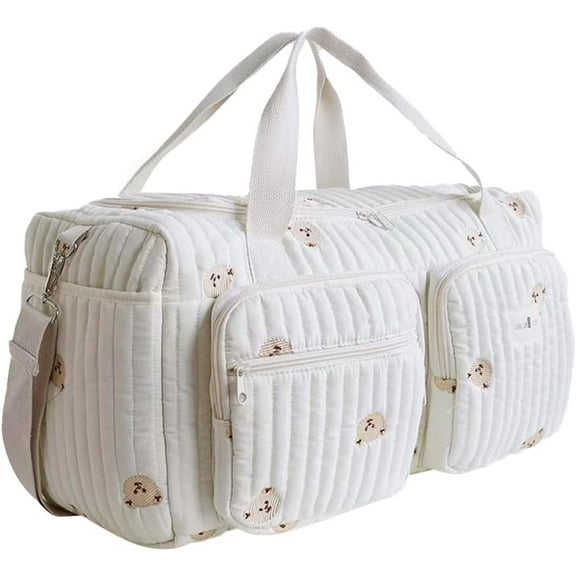 SPEKSEE Quilted Diaper Bag Large Capacity Duffle Bag Weekender Bag for Hospital and Weekender Travel